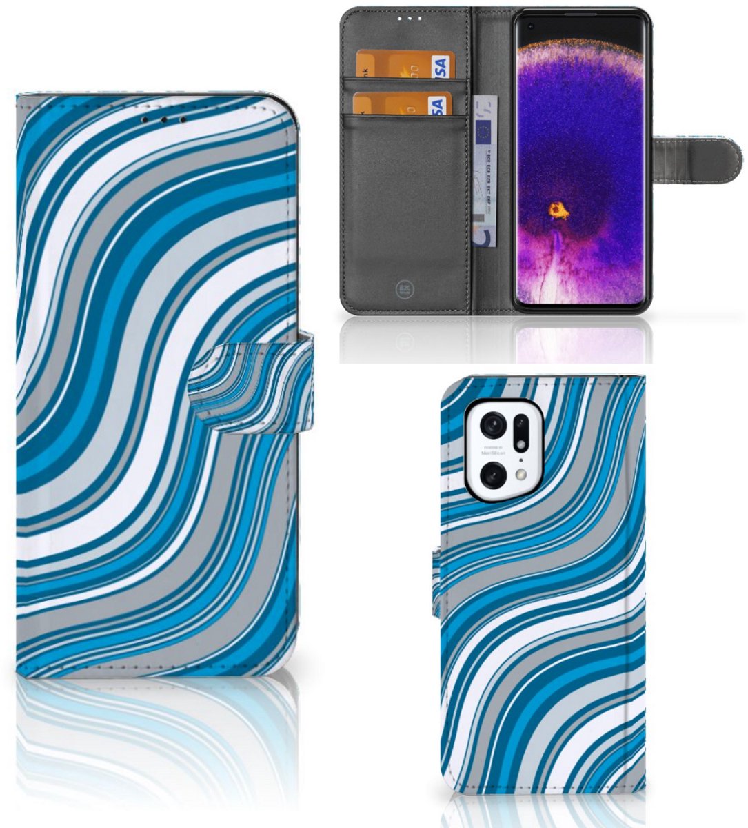 OPPO Find X5 Pro Telefoon Hoesje Waves Blue