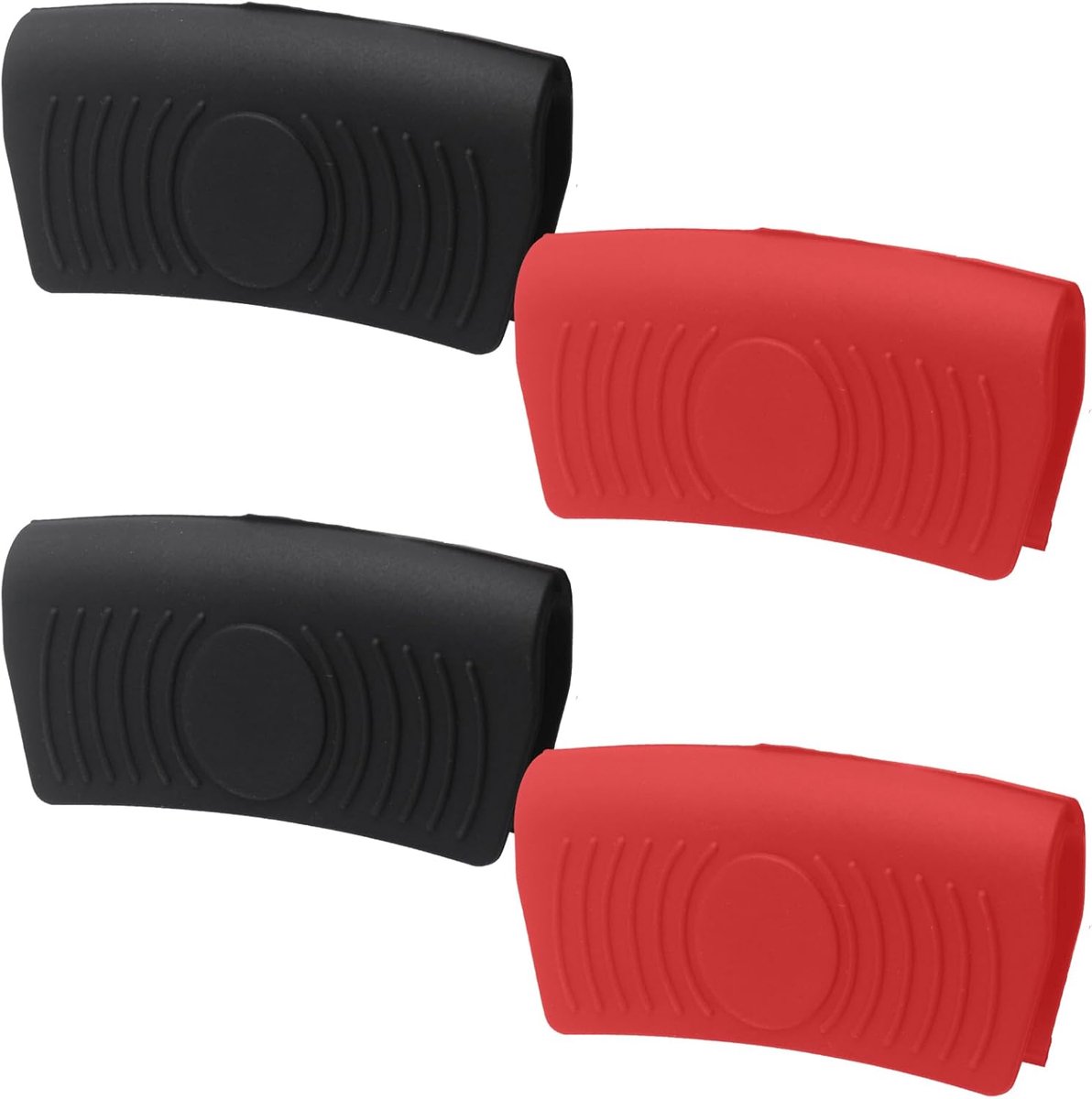 Set van twee siliconen handgreepbeschermers - Hittebestendige handgreepbeschermers voor pannen - Antislip handgreepbeschermers - Handgreepbeschermers voor keukengerei - Zwart + Rood
