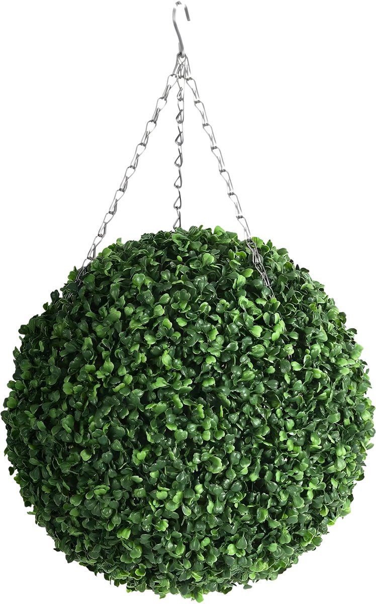 Happiq Kunstplant Topiary Ball - Voor Binnen & Buiten - LED-verlichte Decoratieve Plant - Met Afstandsbediening - groen-40cm