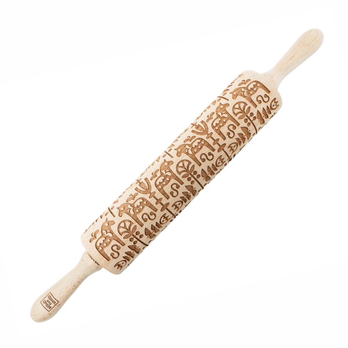 MoodForWood - Grawerend Deegroller - 43 cm - Motief Dala - Beukenhout