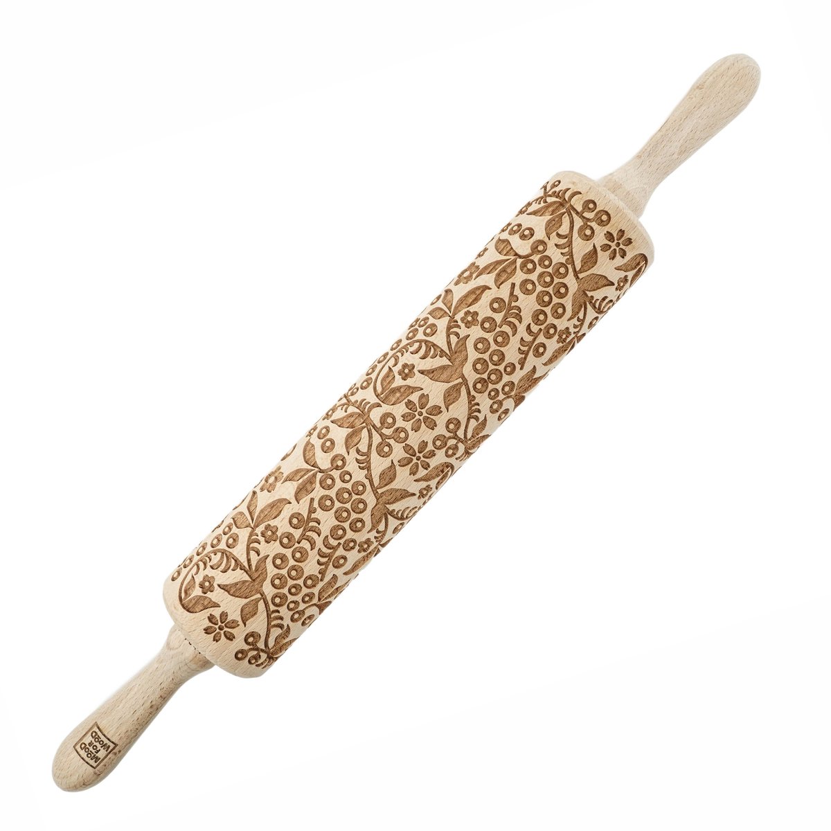 MoodForWood Jarzębina Serie - Geverfd Deegroller - 43 cm - Ingegraveerd - Essenhout