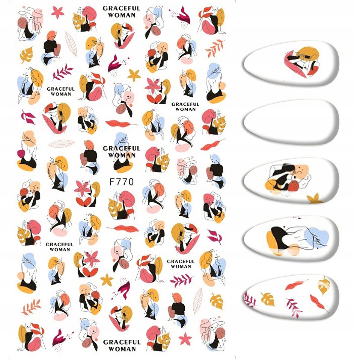 Frezarkowo F-770 - Nagelstickers - Vrouwelijke Motieven - Zelfklevend