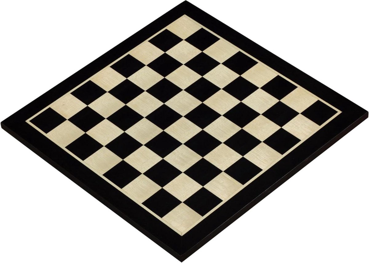 Schaakbord Toernooi - Schaken Bord Spel - Strategisch Spel Spelen - Ingelegd Hebaniseerd Hout - 50 mm Veldmaat - Zwart
