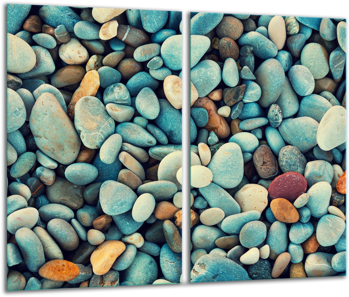 TMK ArtDeko - Snijplank van Glas - 2x 30x52 cm - Kleurige Steenmotief - Gehard Glas
