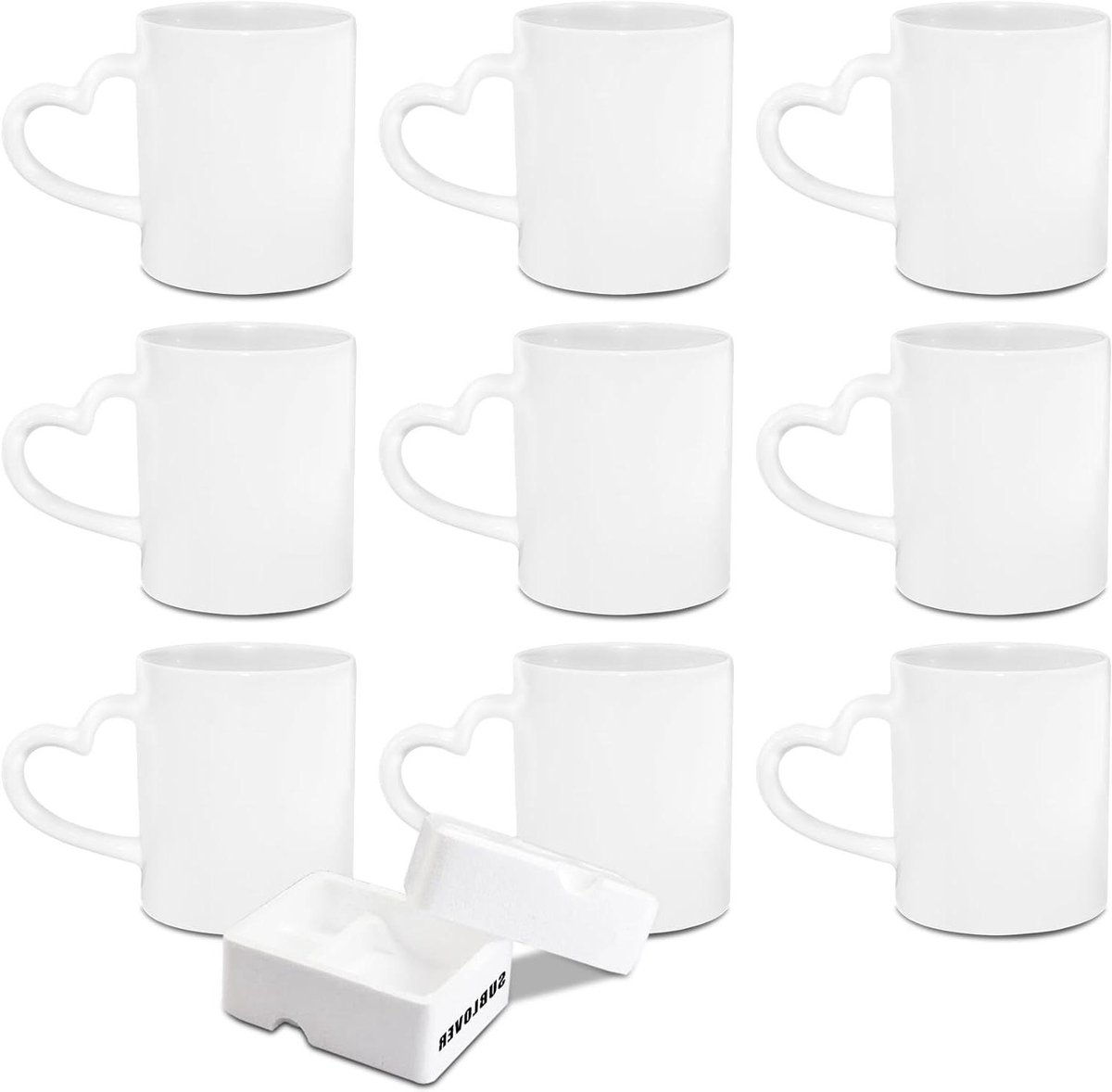 Sublimatie Mokken - Koffie Mokken Keramiek - Mokken Bedrukken - Set van 9 stuks - 11oz - Wit