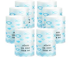 TRUEIN 20 windlichten tafellichtdecoratie, windlicht vis tafeldecoratie, eerste communie lichthuls decoratie voor communie doop vormsel, mooi DASS Du Da Bist, doop theelichtjes decoratie voor meisjes