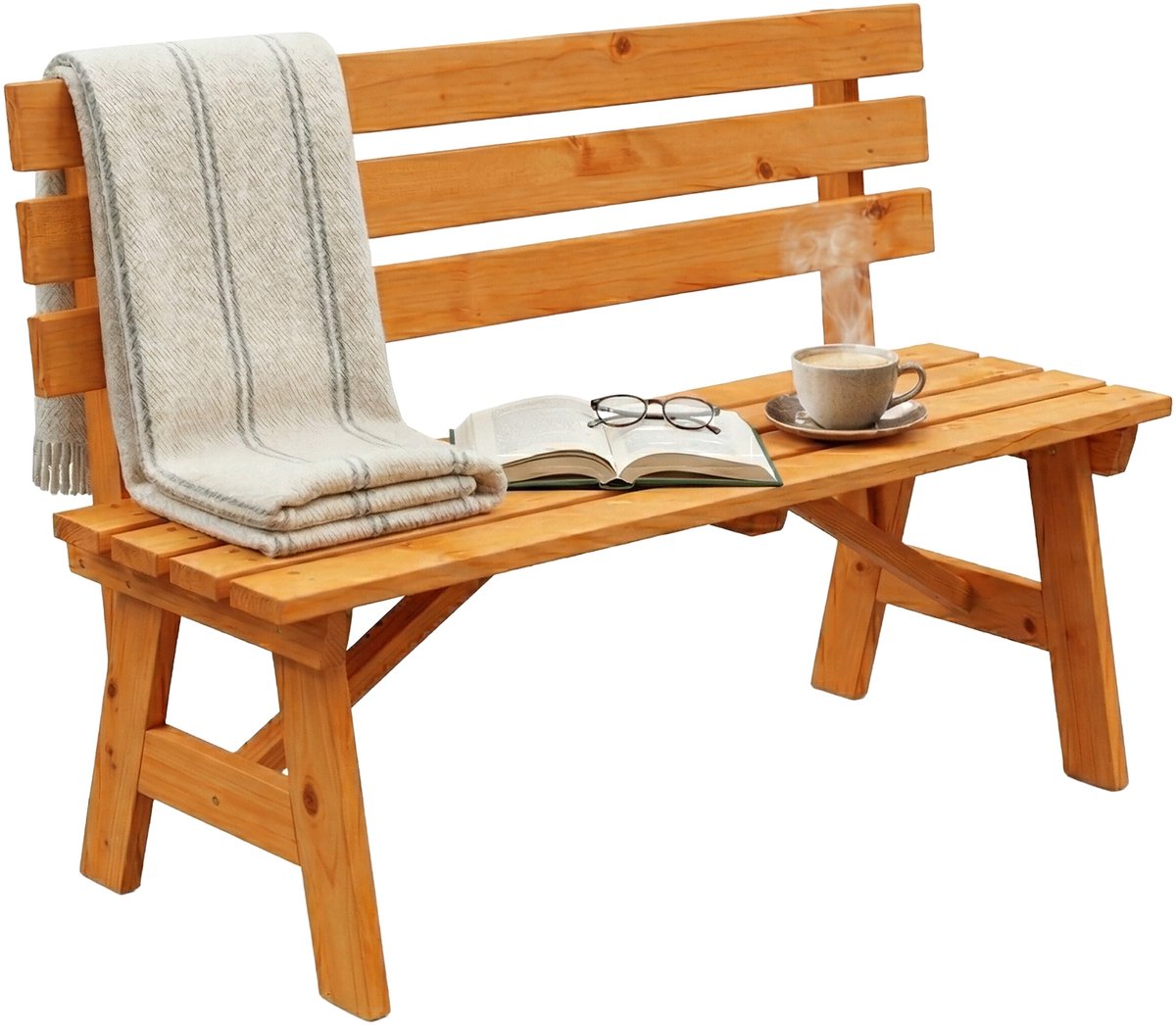 Tuinbank - 2 persoons - 116 cm - hout - oranje