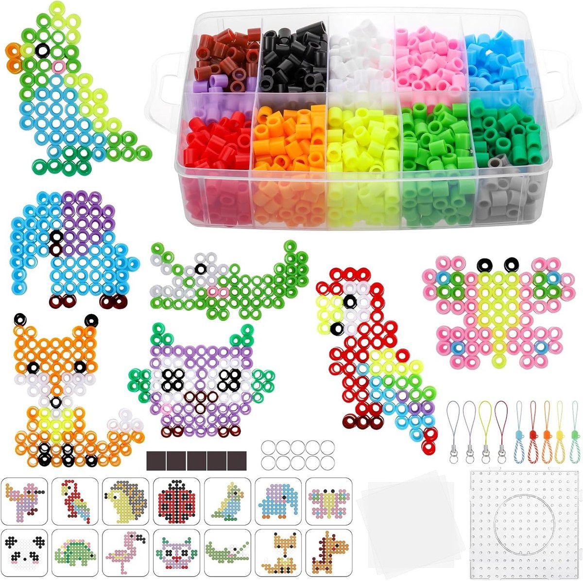 1300 Stuks Strijkkralen in 14 Kleuren - 10mm Creatieve DIY Speelset met Pegboard en Strijkpapier voor Kinderen