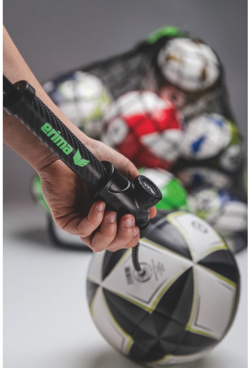 Erima - ballenpomp met luchtdrukmeter- zwart/groen