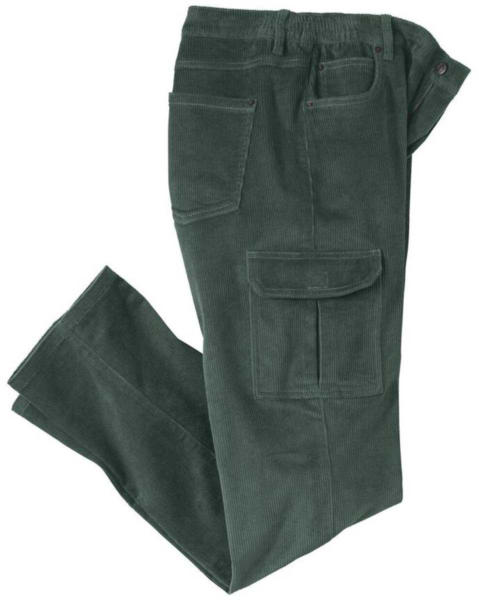 ATLAS FOR MEN - Ribfluwelen cargobroek met stretch - Heren - Verkrijgbaar in grote maten - 60