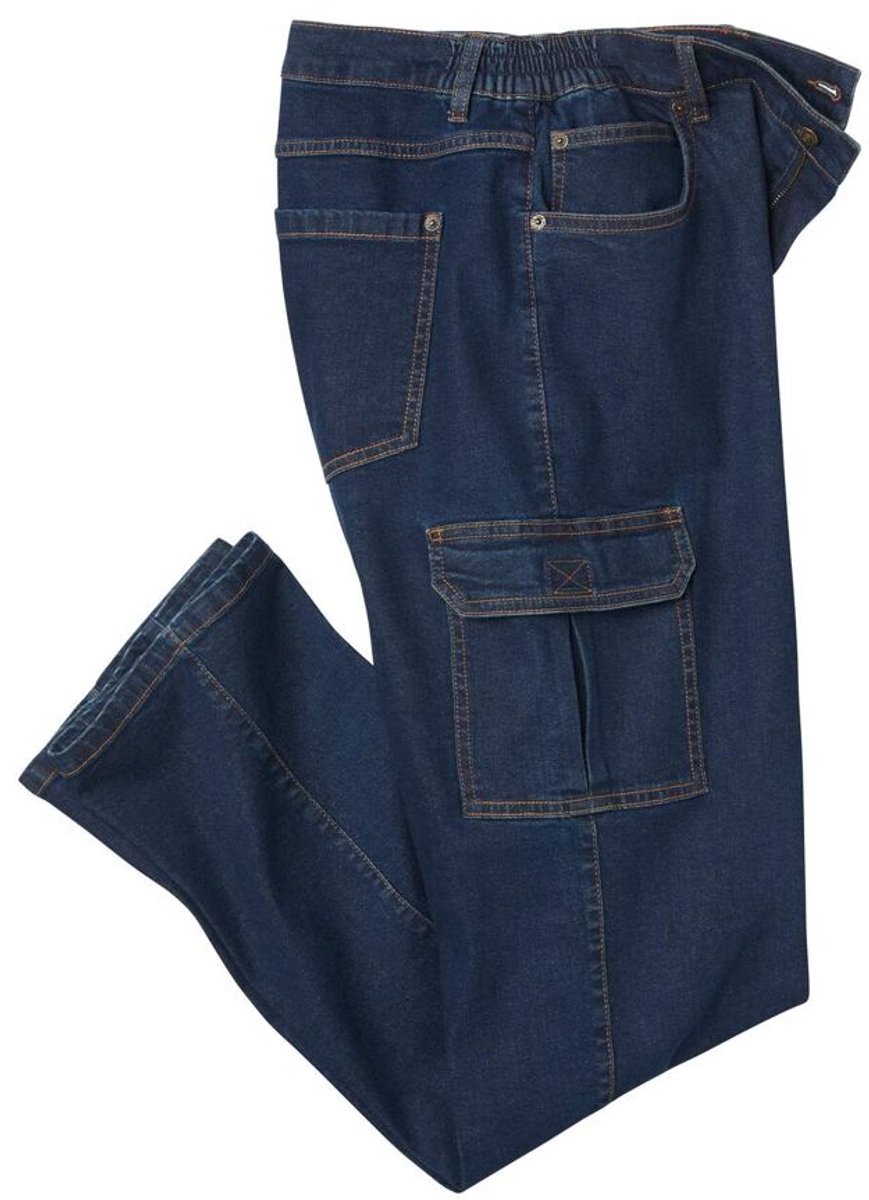 ATLAS FOR MEN - Regular cargospijkerbroek met elastische zijkanten - Heren - Verkrijgbaar in grote maten - W34