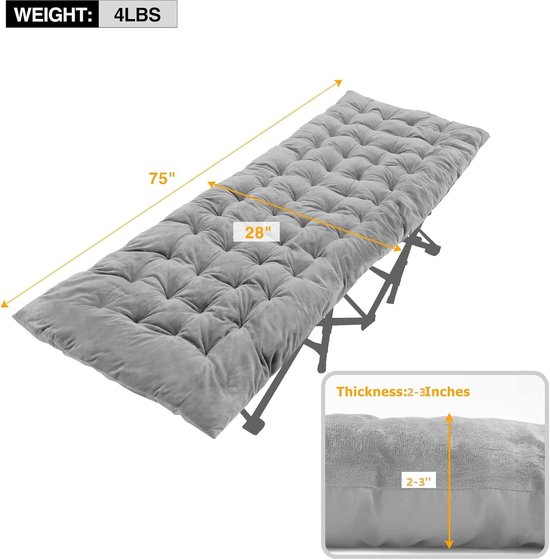 REDCAMP XL Matras voor Camping Bed, 190x75cm Zachte Comfortabele Katoen Dikke Slaapmatras Pad van REDCAMP — afbeelding 5