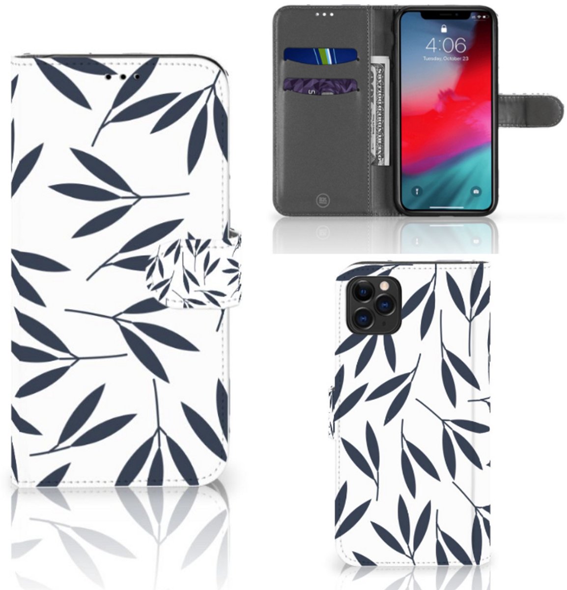 Apple iPhone 11 Pro Max Hoesje Leaves Blue