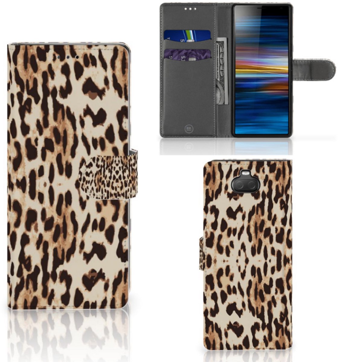 Sony Xperia 10 Telefoonhoesje met Pasjes Leopard