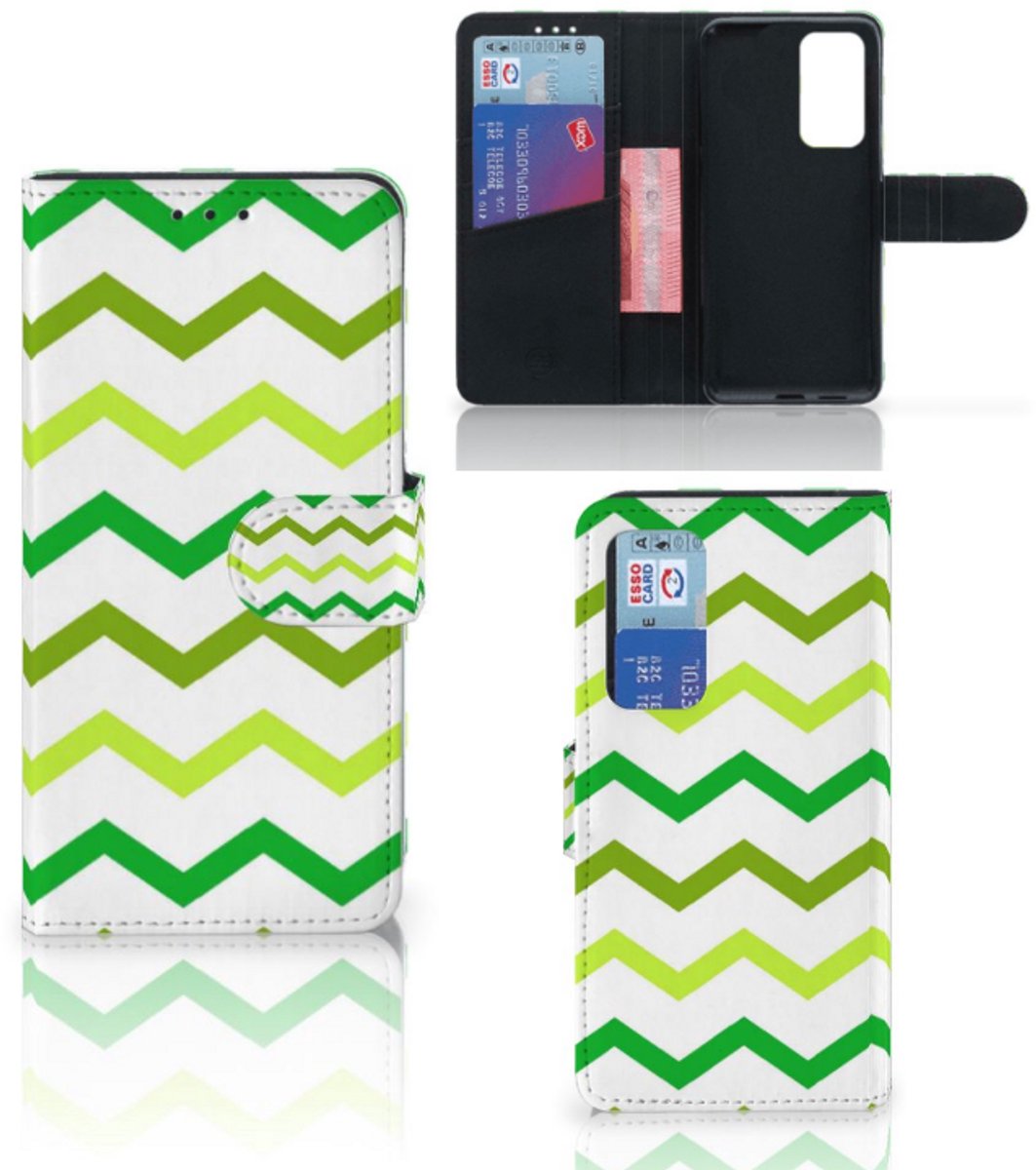 Huawei P40 Telefoon Hoesje Zigzag Groen