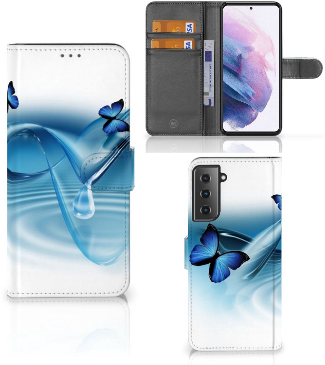 Samsung Galaxy S21 Plus Telefoonhoesje met Pasjes Vlinders