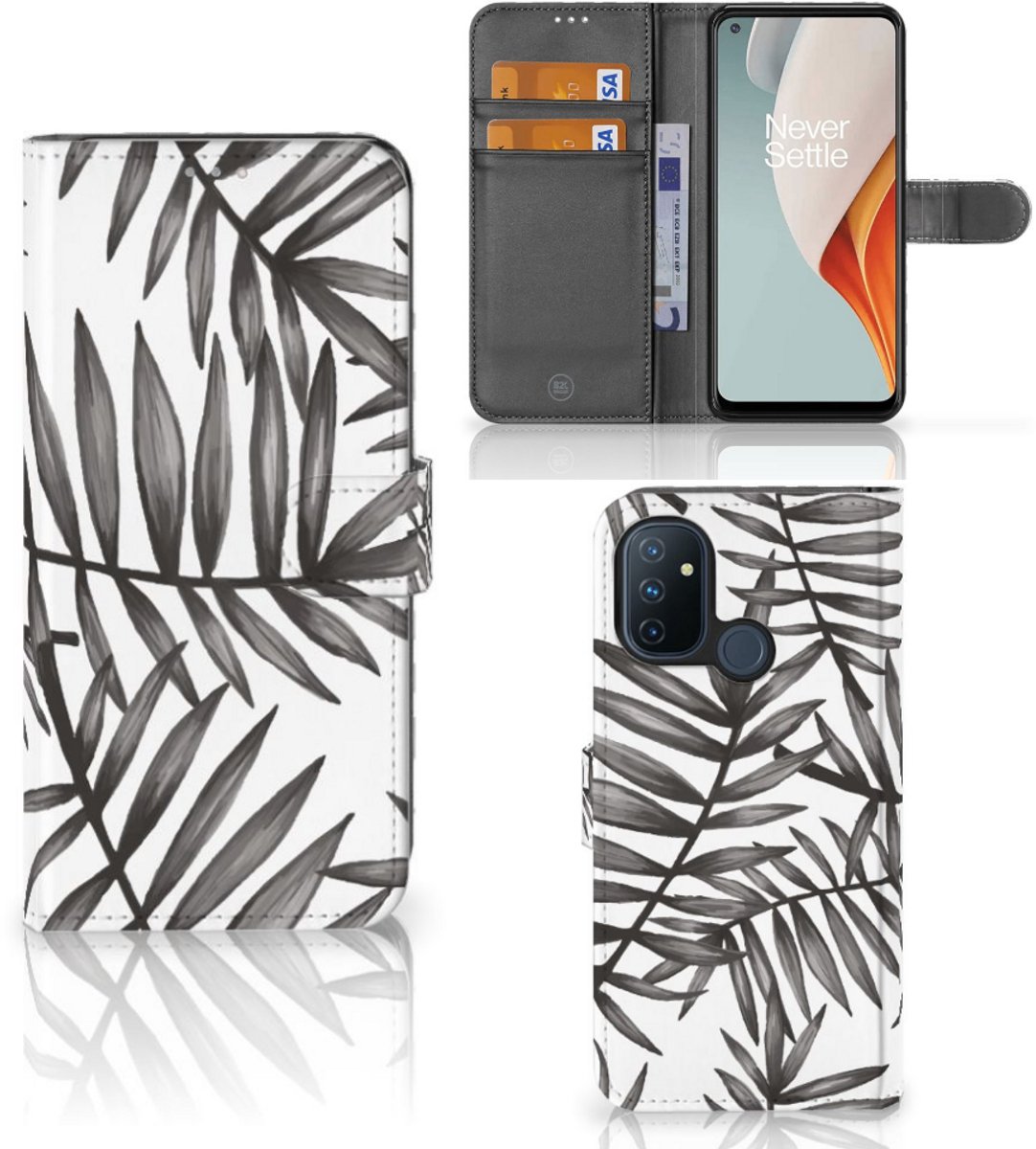OnePlus Nord N100 Hoesje Leaves Grey