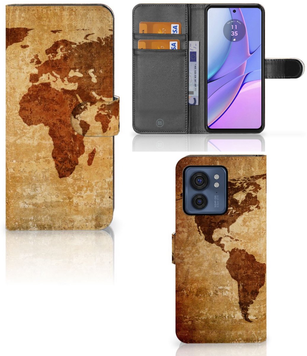 Motorola Edge 40 Flip Cover Wereldkaart