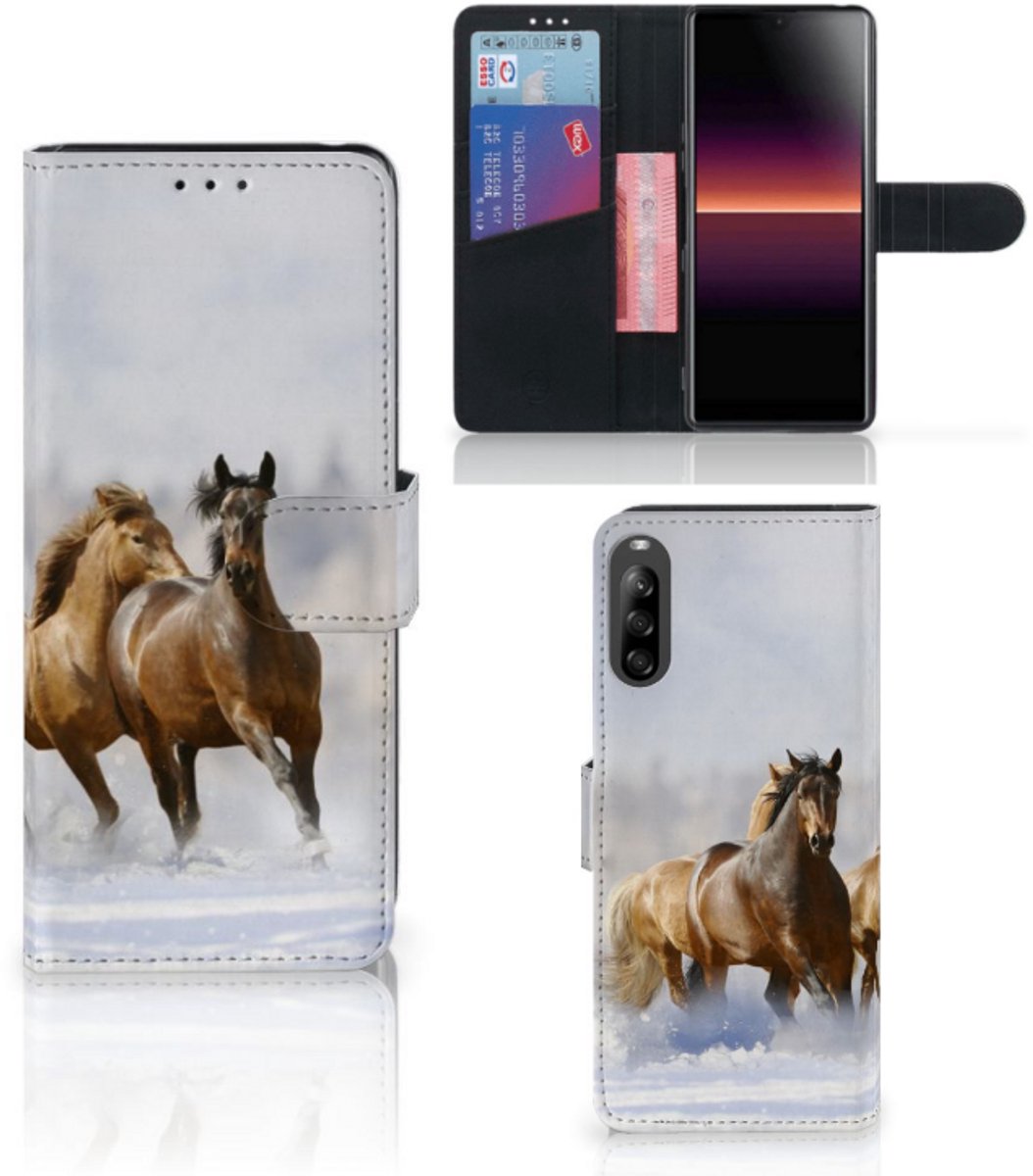 Book Case voor Sony Xperia L4 Telefoonhoesje met Pasjes Paarden