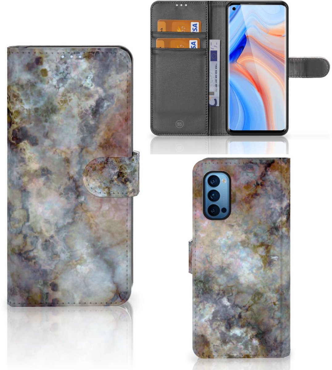 OPPO Reno 4 Pro 5G Bookcase Marmer Grijs