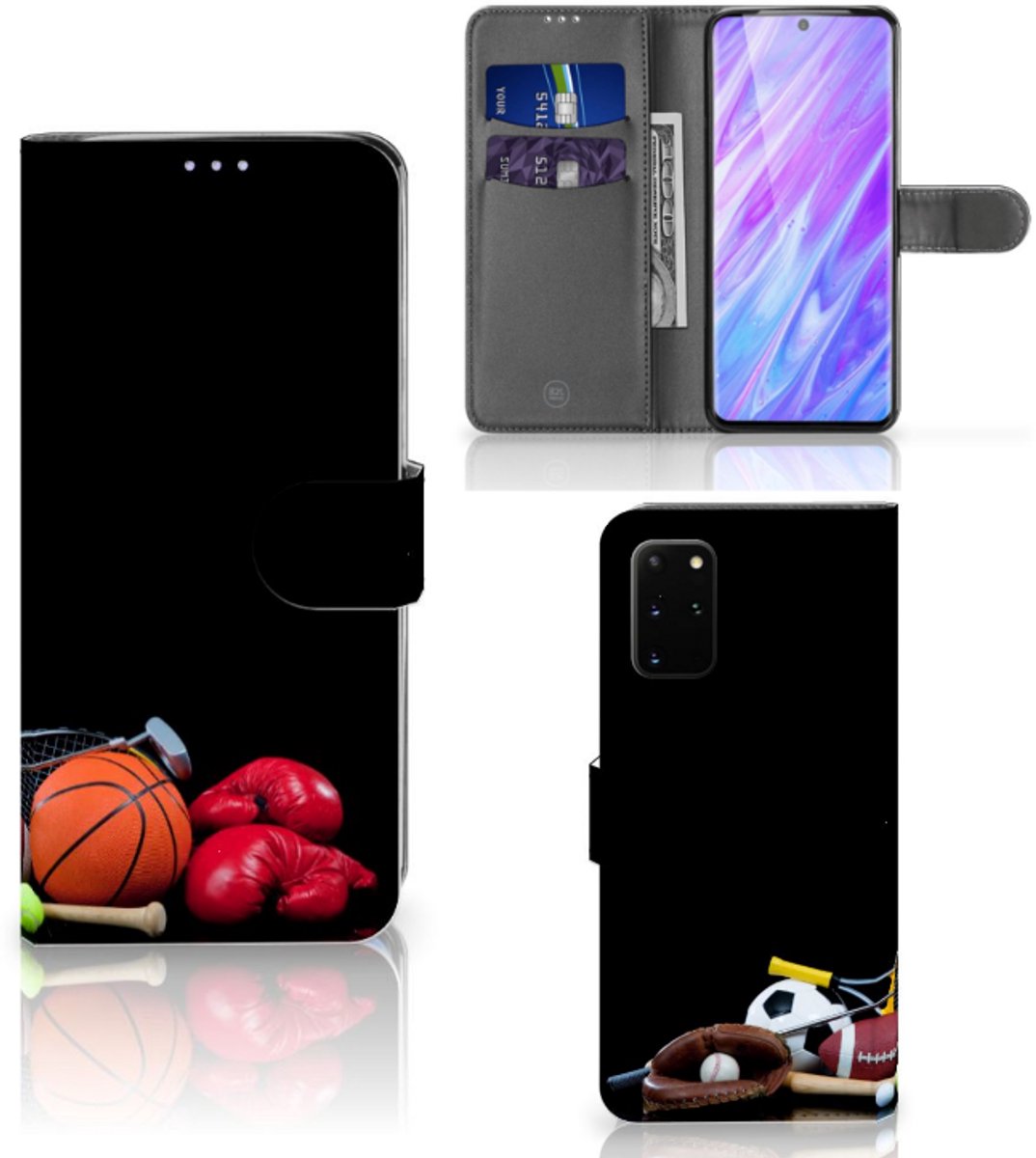 Book Case voor Samsung Galaxy S20 Plus Wallet Case met Pasjes Sports
