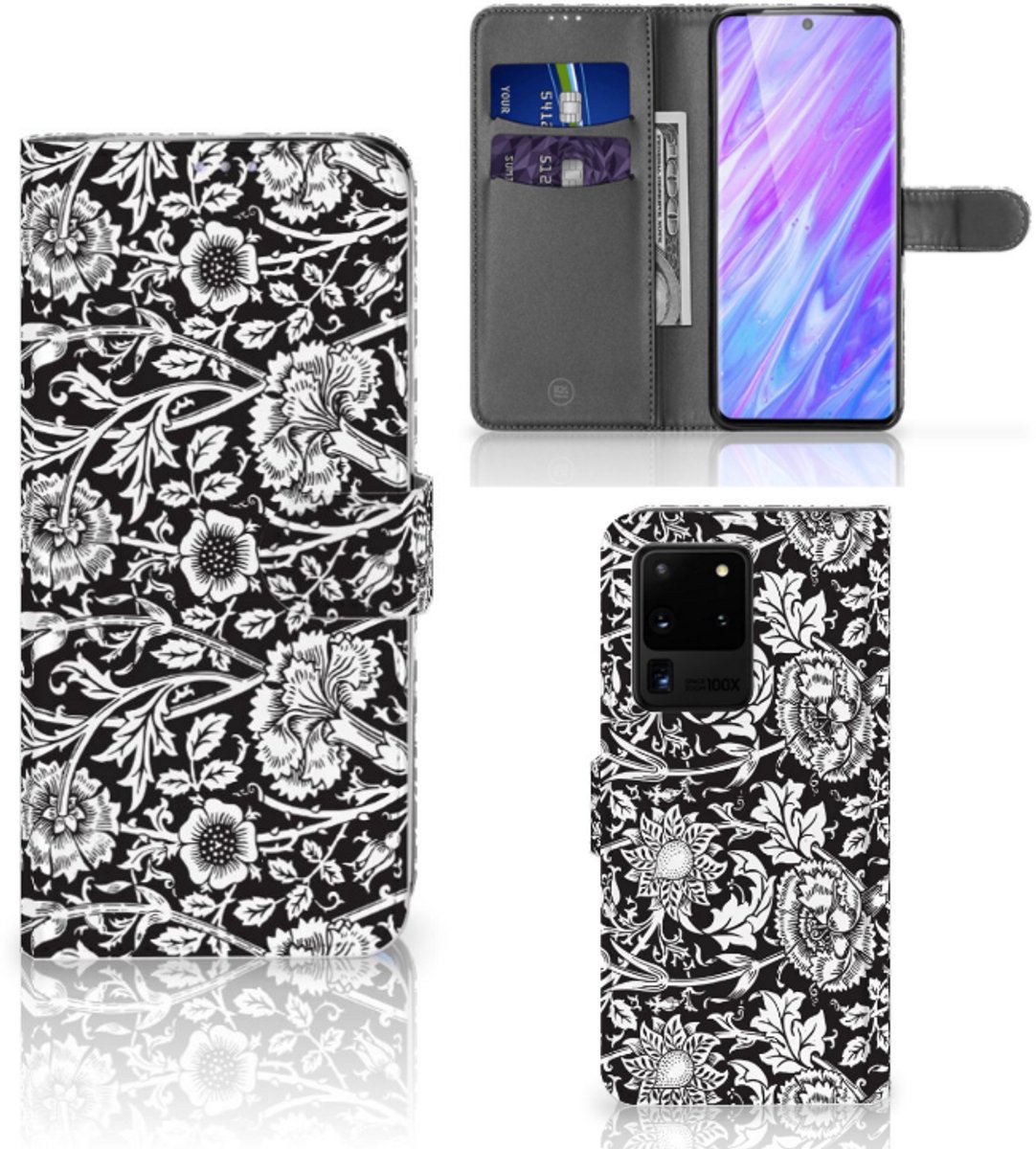 Samsung Galaxy S20 Ultra Hoesje Black Flowers