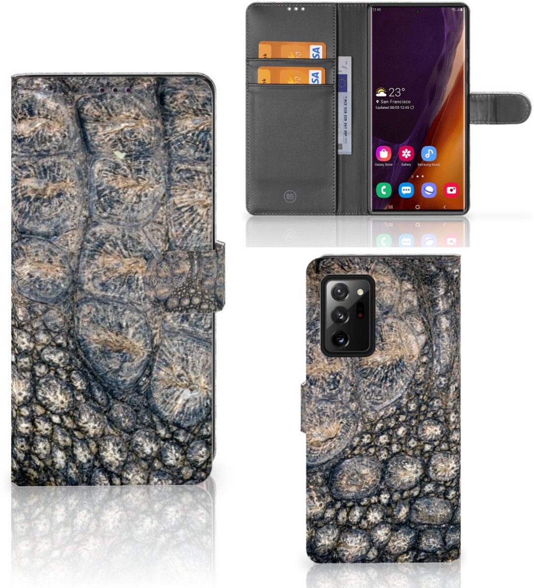 Book Case voor Samsung Galaxy Note20 Ultra Telefoonhoesje met Pasjes Krokodillenprint