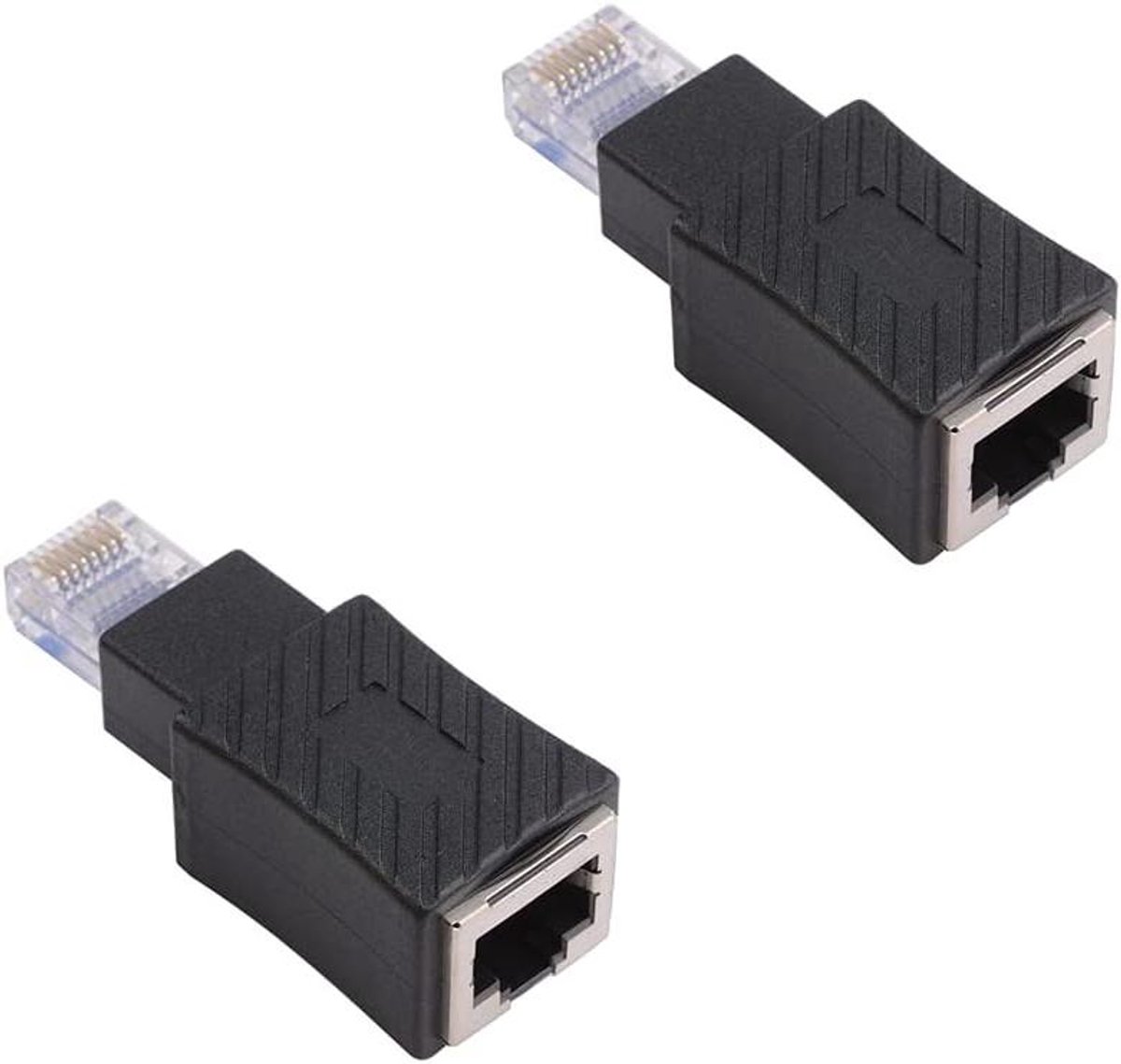Ethernet Adapter - Netwerk Connector - Poort Verlengen - Afgeschermd Ontwerp - Rechte Hoek - Zwart