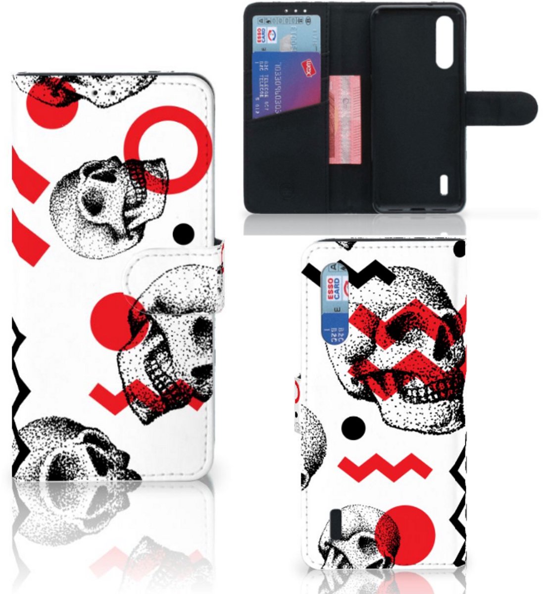 Boekhoesje voor Telefoonhoesje met Naam Xiaomi Mi 9 Lite Skull Red