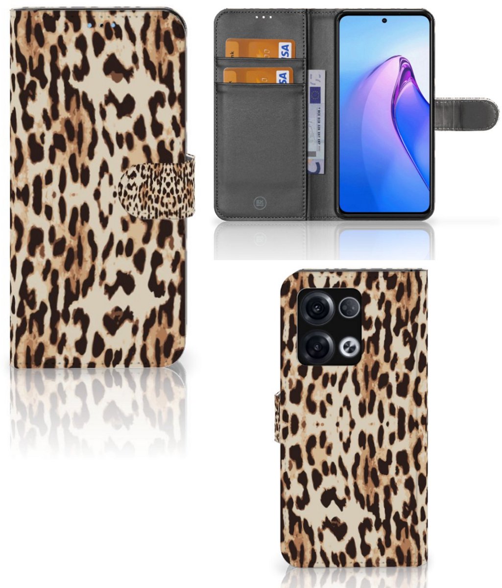OPPO Reno8 Pro Telefoonhoesje met Pasjes Leopard