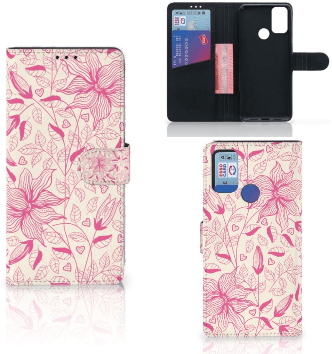 Alcatel 1S (2021) Hoesje Pink Flowers