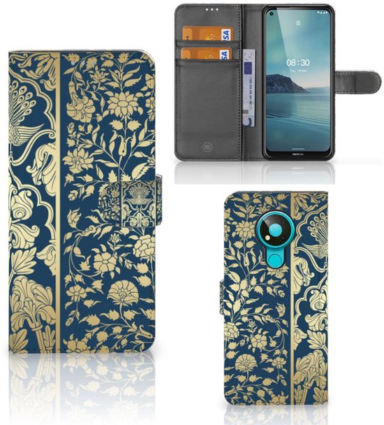 Portefeuille Livre Nokia 3.4 Coque Téléphone Fleurs D'Or