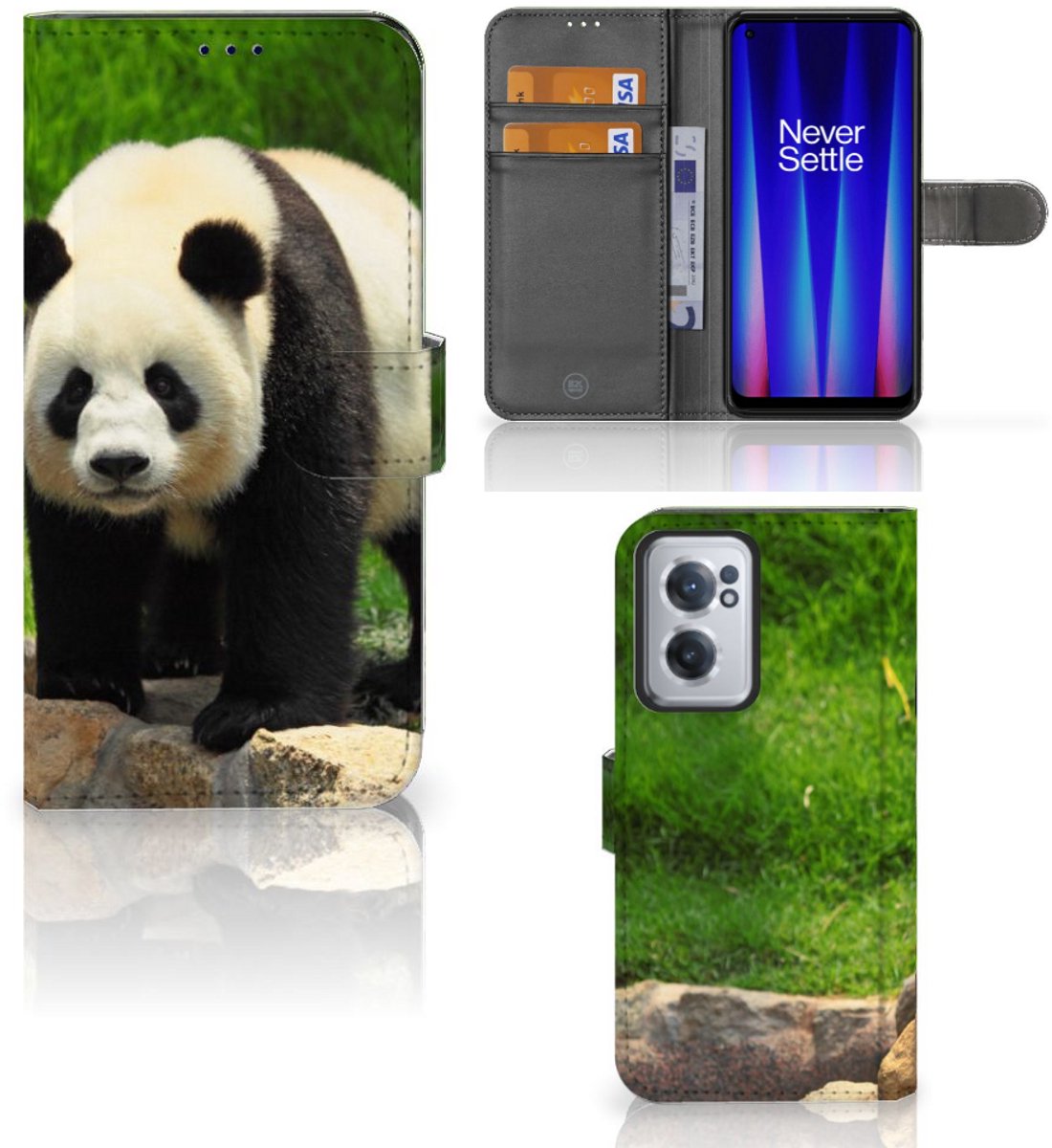 OnePlus Nord CE 2 Telefoonhoesje met Pasjes Panda