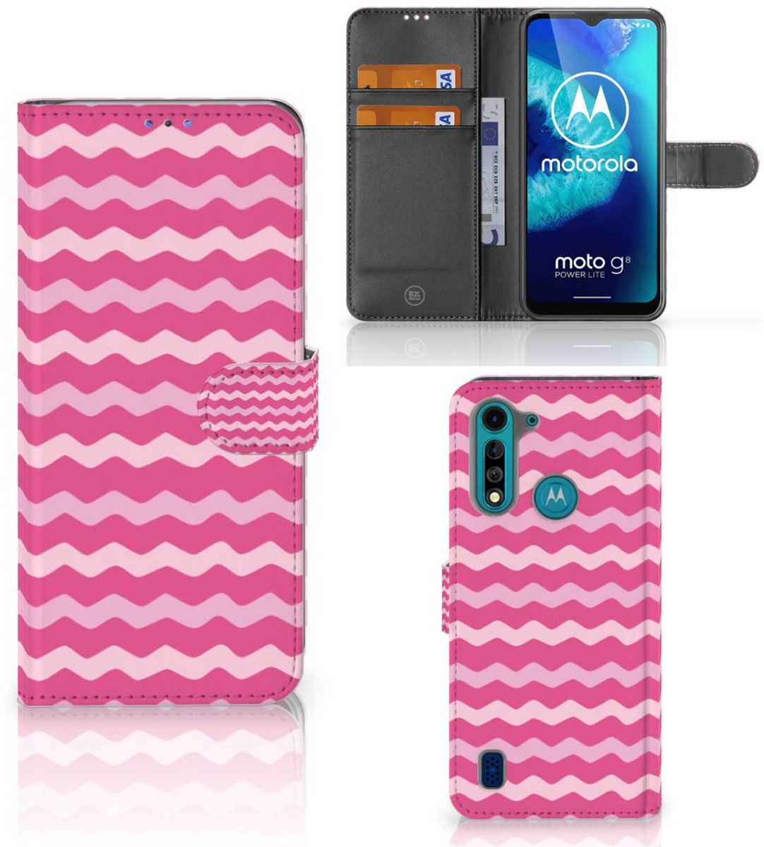 Motorola G8 Power Lite Telefoon Hoesje Waves Pink