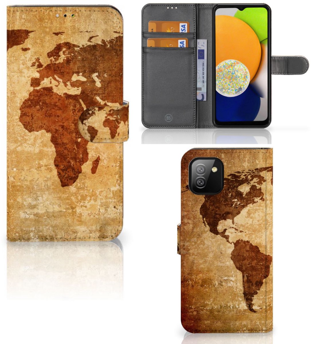 Samsung Galaxy A03 Flip Cover Wereldkaart