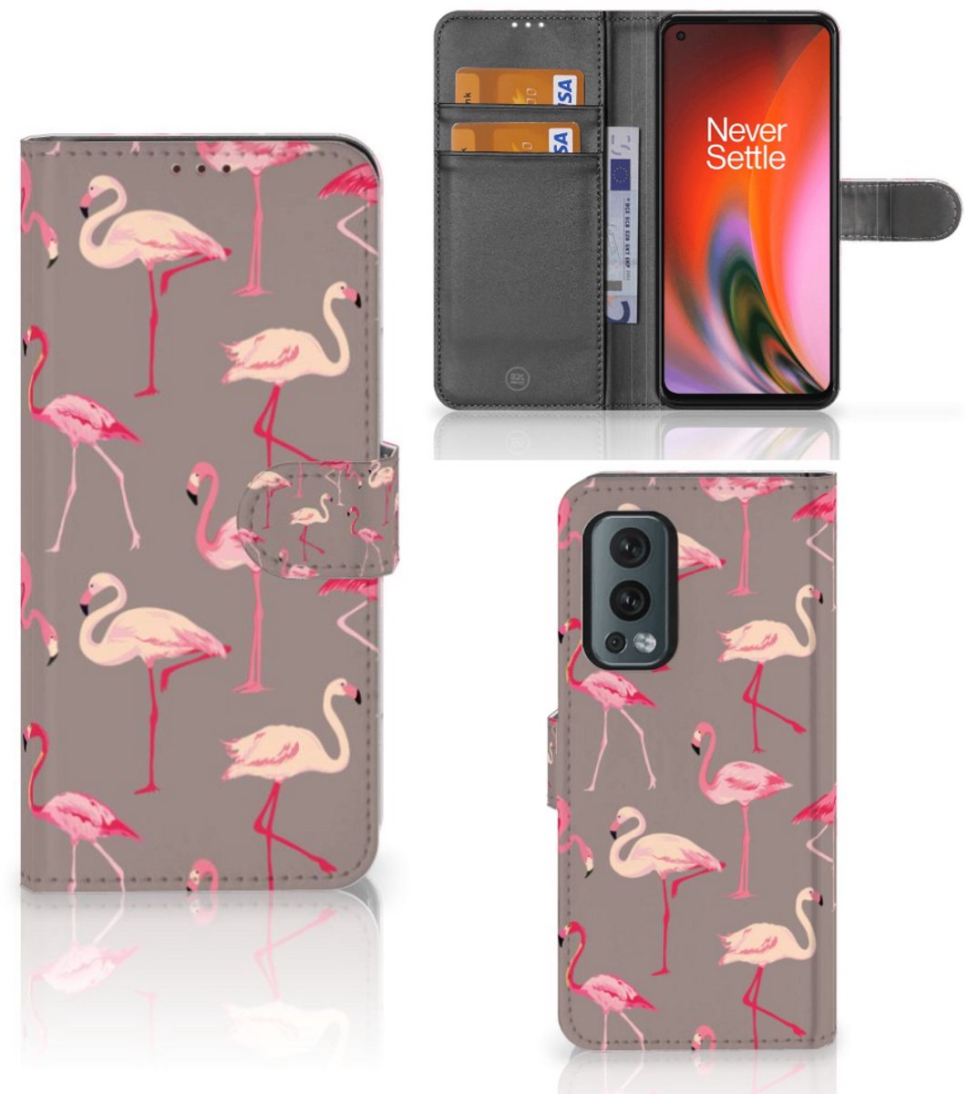 OnePlus Nord 2 5G Telefoonhoesje met Pasjes Flamingo