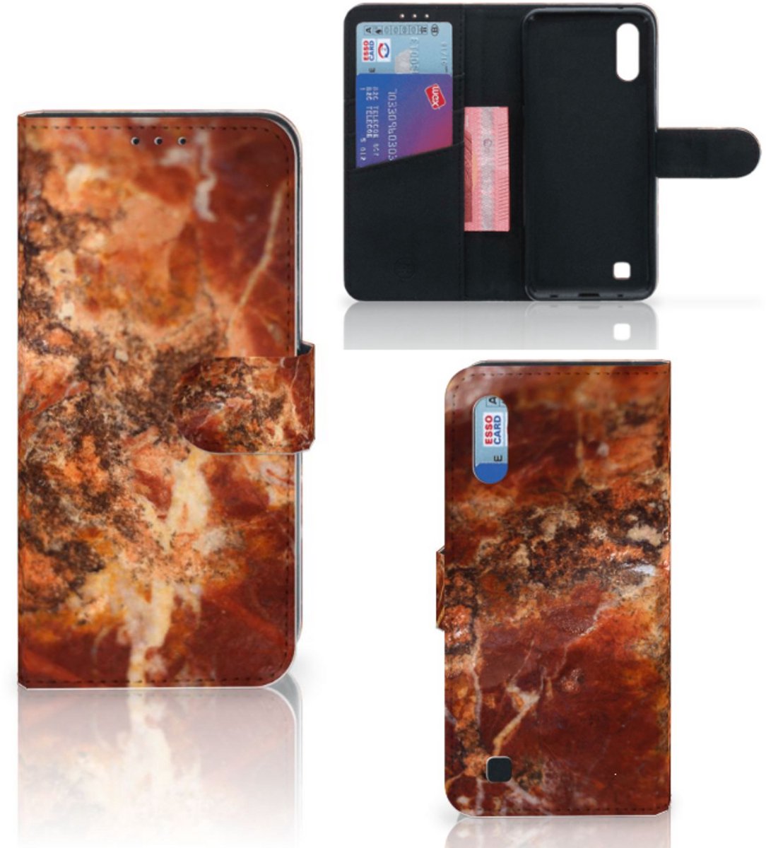 Samsung Galaxy M10 Bookcase Marmer Bruin