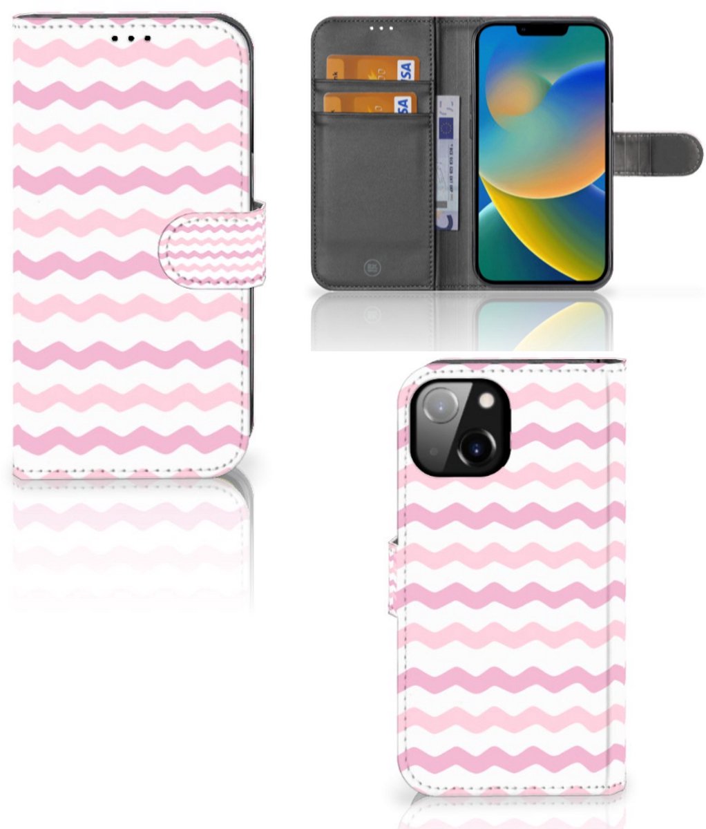 Apple iPhone 14 Telefoon Hoesje Waves Roze