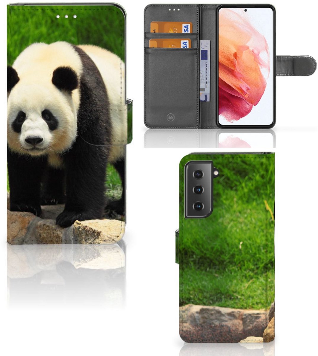 Samsung Galaxy S21 Telefoonhoesje met Pasjes Panda
