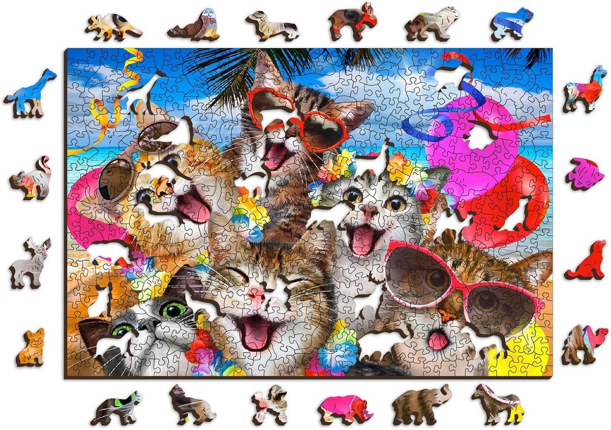 Houten Puzzel - Puzzelstukjes Hout - Gezinsactiviteit - Direct op hout geprint - 505 stuks - Multicolor