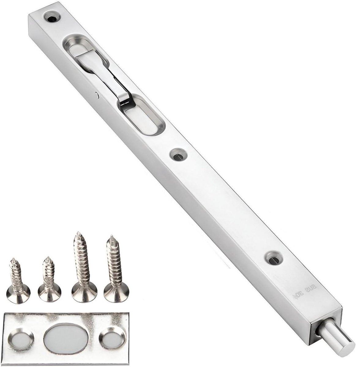 Verzonken Grendel - Schuifgrendel Deur - Deuren Beveiligen - Flip Hendel Mechanisme - 25 cm - Zilver