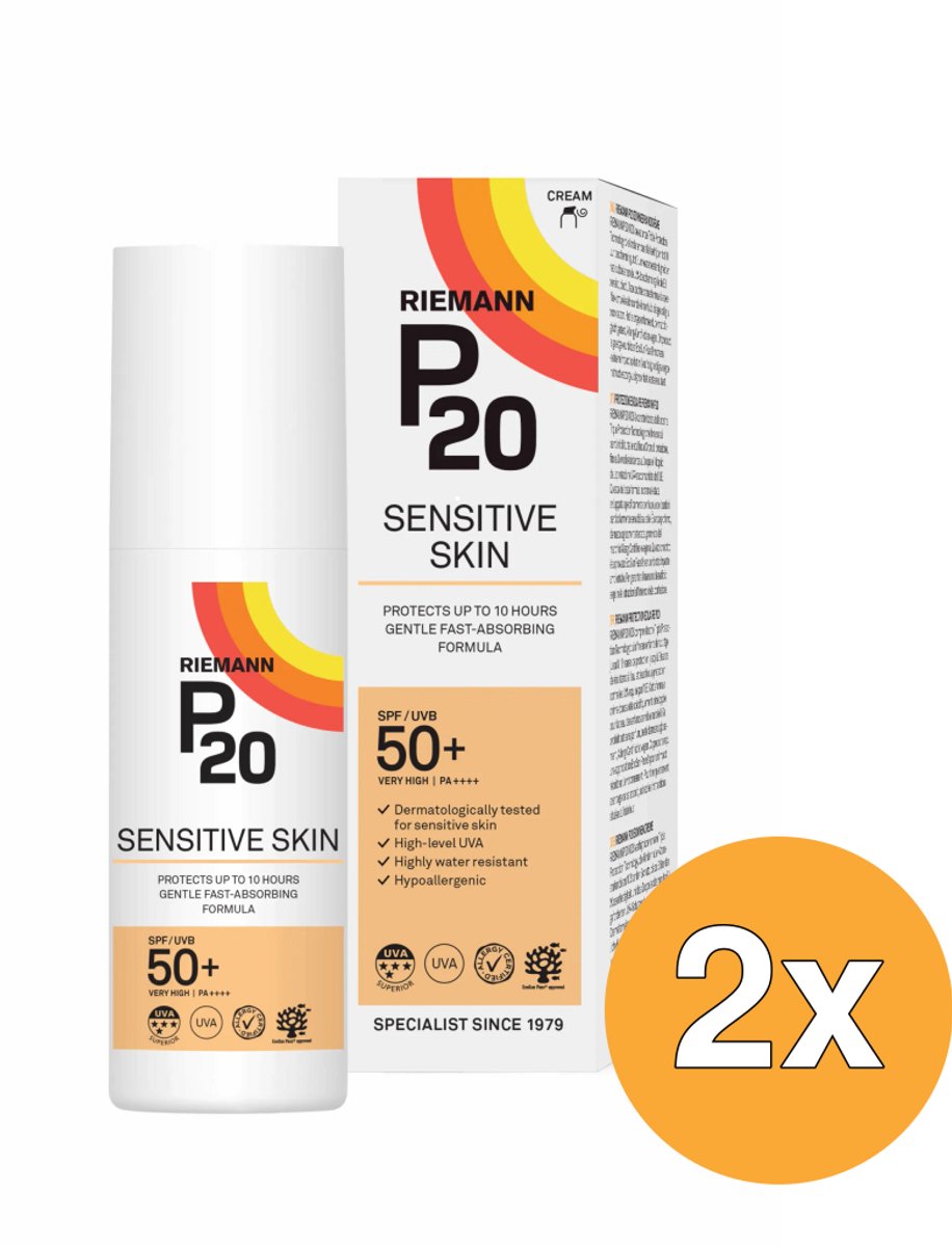 2x Riemann P20 Sensitive Skin SPF50+ Lotion (100 ml)