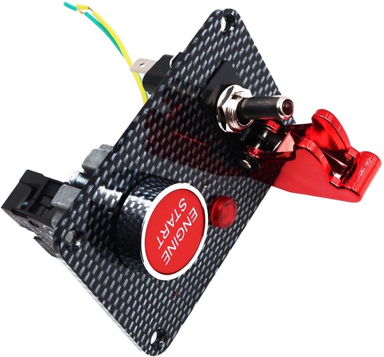 Carbon Fiber Racing Auto 12V Contactslot Paneel Motor Start Drukknop Rode LED Schakelaar - Rood — afbeelding 4