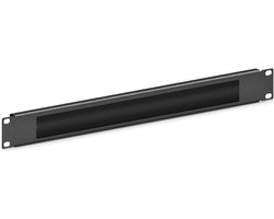 hb-digital Cable pass-through strip 19 inch 1HE with brush strip 19 inch made of powder-coated sheet steel for structured cable management in server cabinets Network cabinet, easy assembly, black