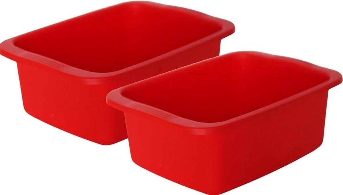 Wastafel Set - Dienblad Bak - Huishoudelijk Gebruik - Gerecycled Polypropyleen - 42 x 31 x 15.5 cm - Rood