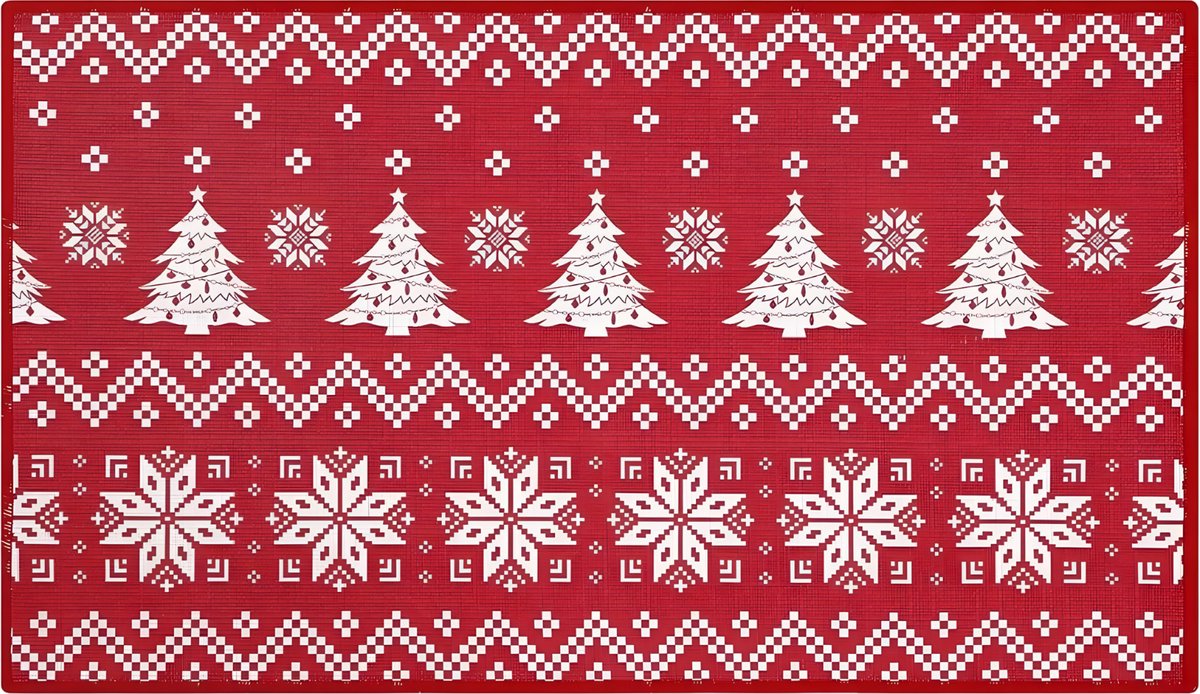 Happiq Kerst Deurmat - Voor Voordeur & Binnen - Boho Stijl Antislip Vloerkleed Welkom - Kerstvakantie & Thuisdecoratie - Rood-40x60cm Red