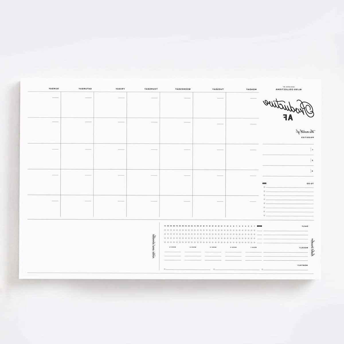 Maandplanner Ongedateerd - Weekplanner Organiser - Taken Plannen - Afscheurbare Vellen - A4 - Wit