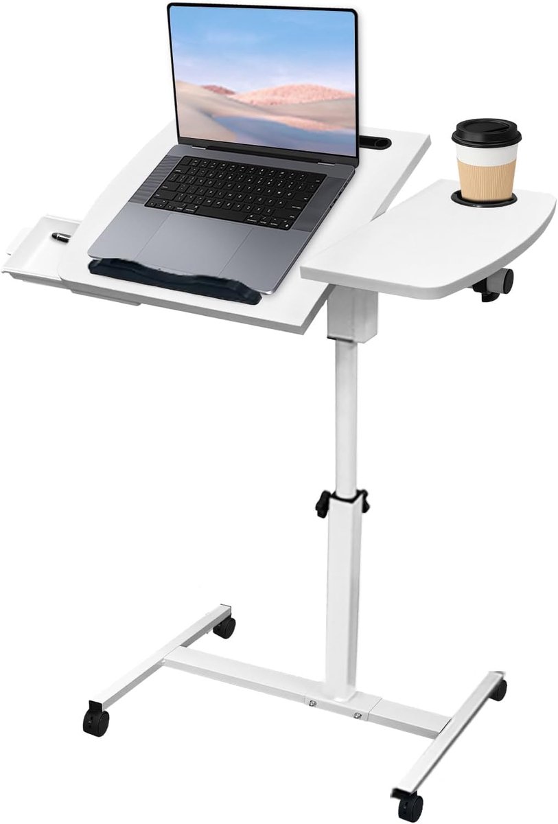 Laptoptafel op Wielen - Bijzettafel - Bedbureau - Bureau accessoire