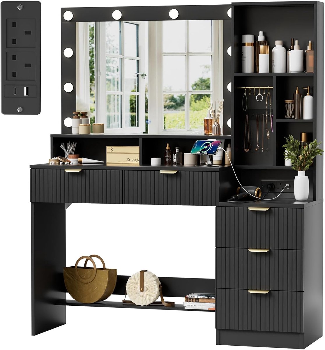Kaptafel met Spiegel en Verlichting - Make-up Tafel - Make-up tafel - Accessoire