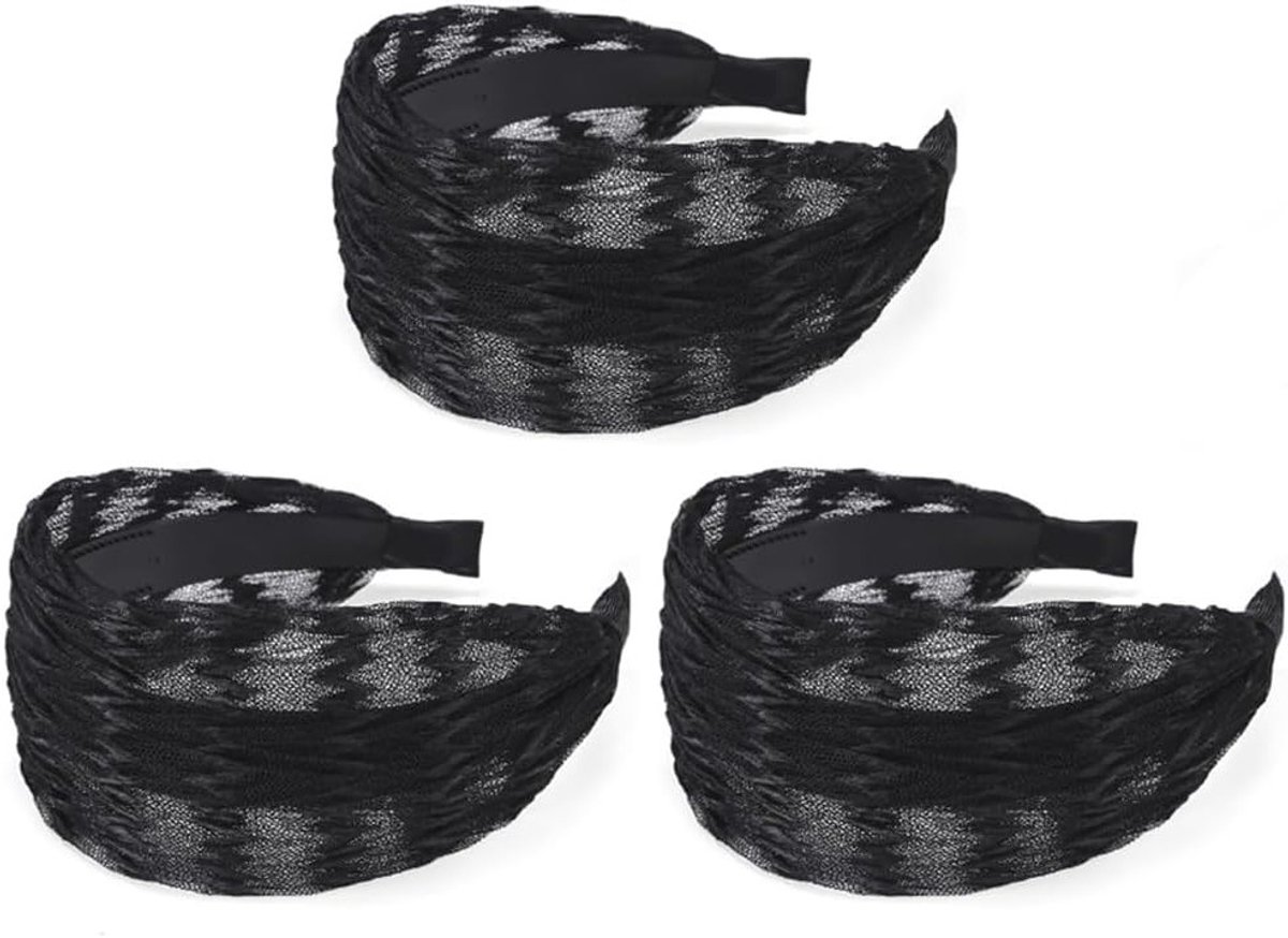 Elegante brede haarband met golvende kant, non-slip ontwerp en geplooide details voor dames en meisjes